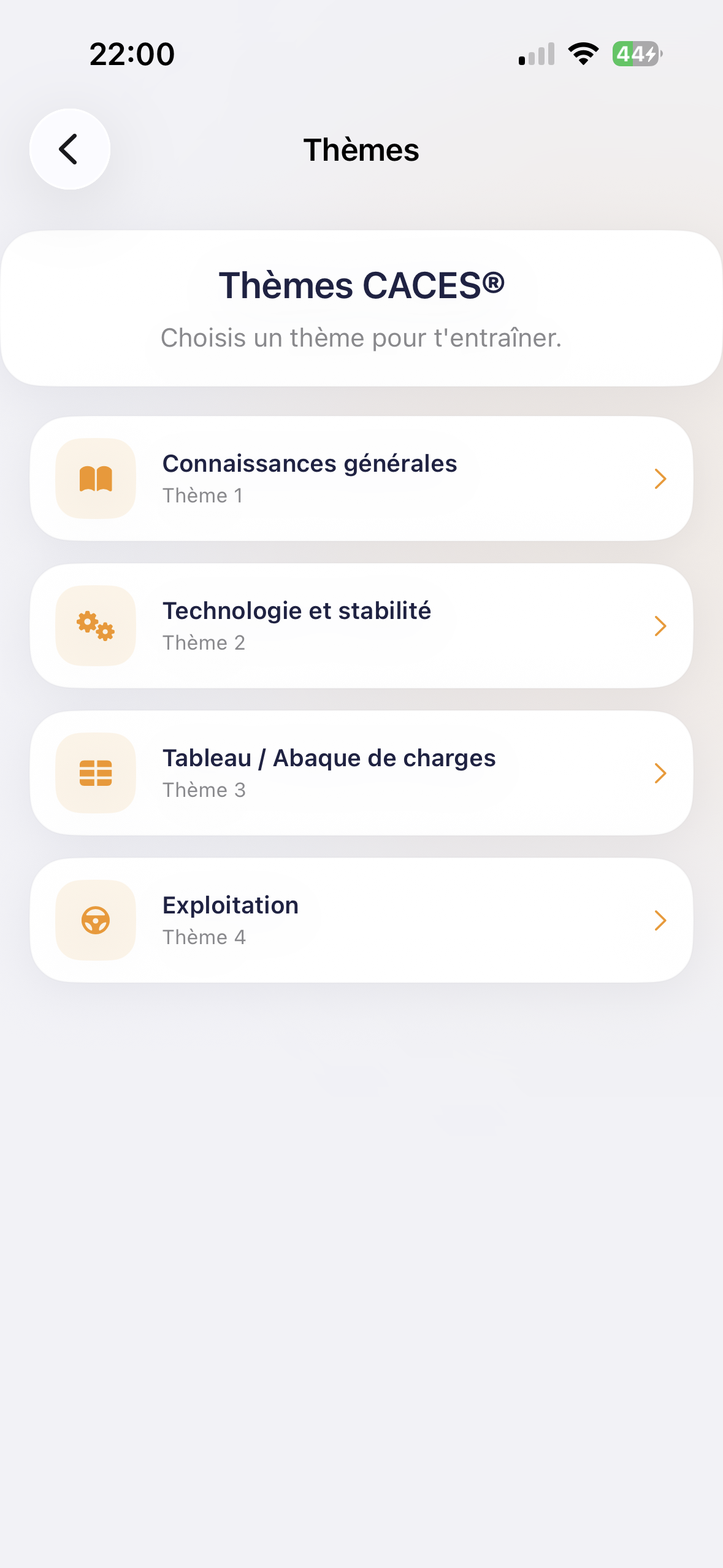 Sélection des thèmes CACES®