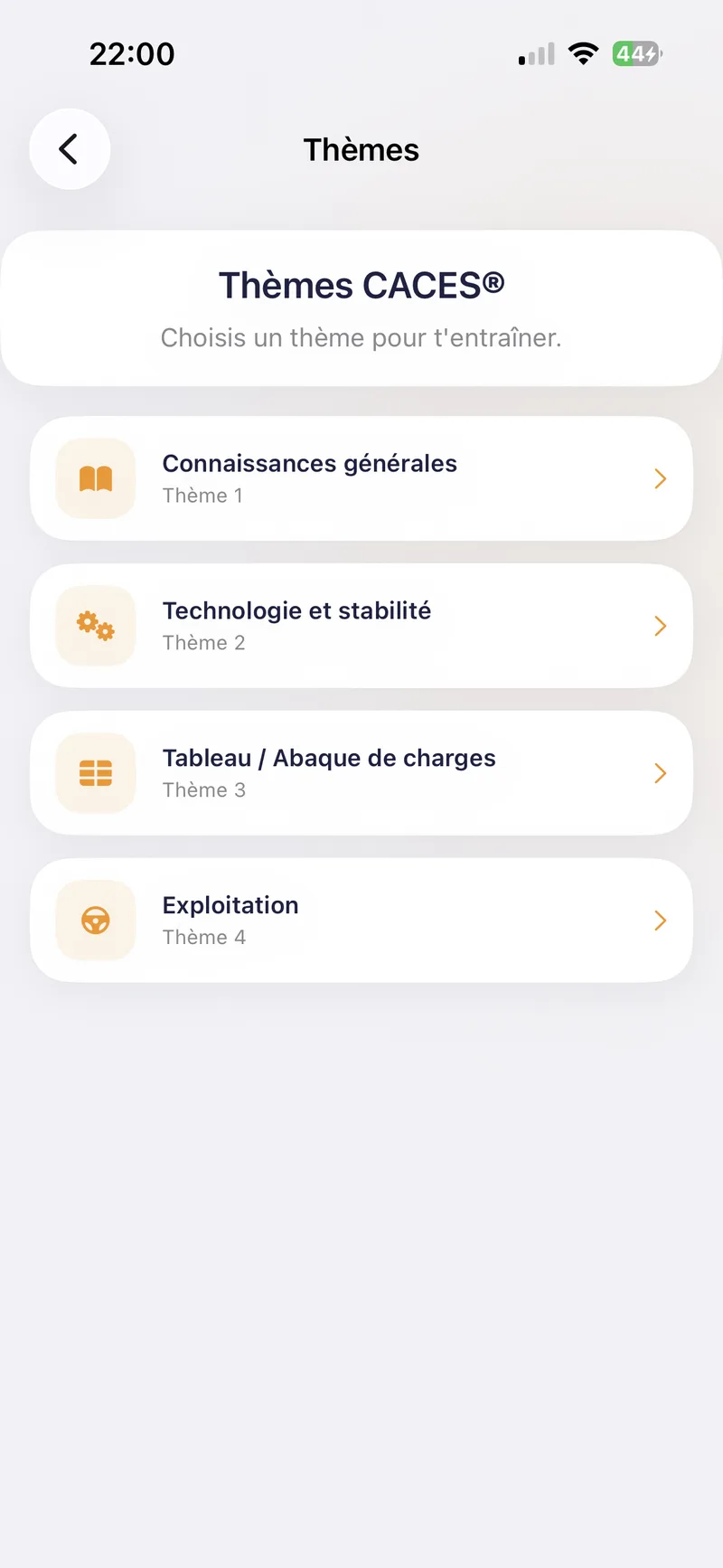 Sélection des thèmes CACES®